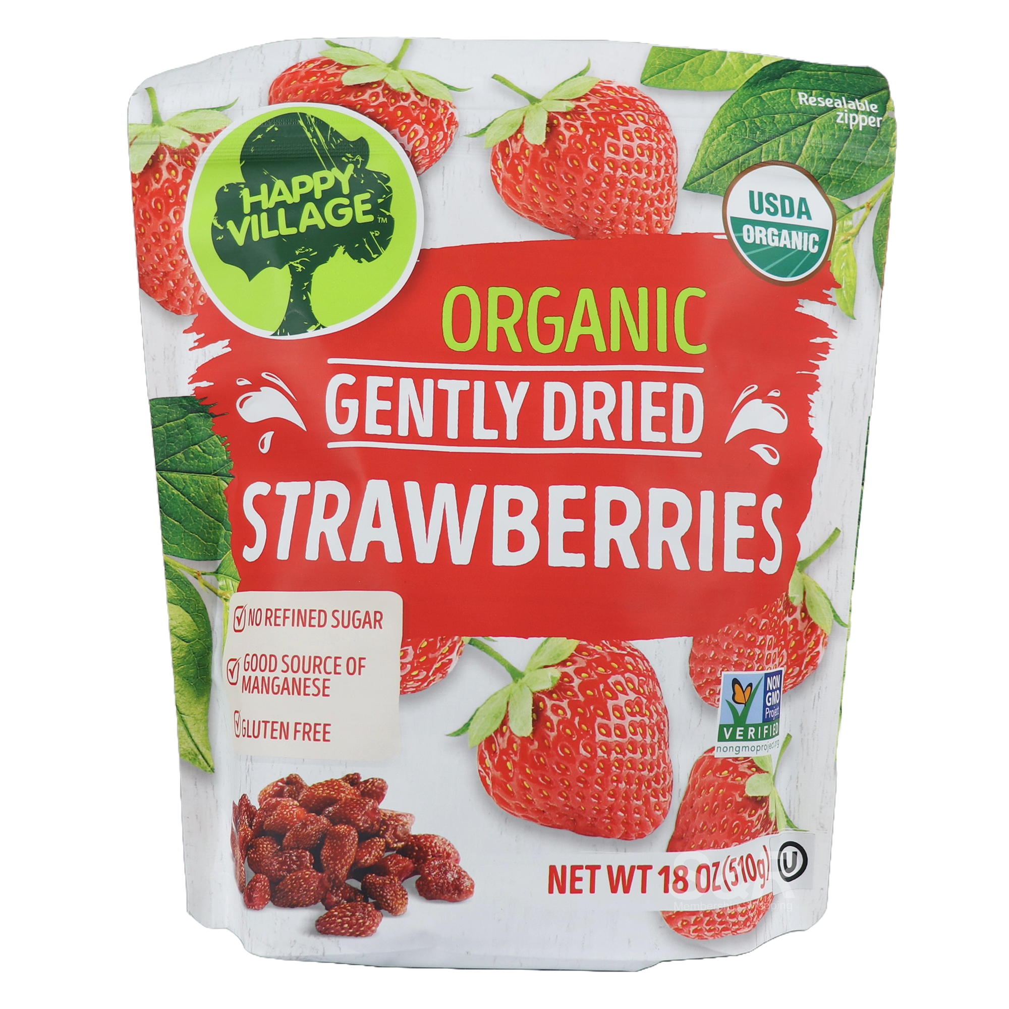 Happy Village Organic Gently Dried Strawberries 510g Happy Village Organic Gently Dried Strawberries 510g